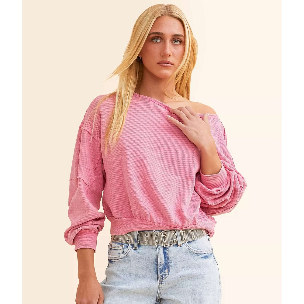 We The Free Lfe Pullover Textured Knit Top Women L Pinky Promise Barbie Clueless